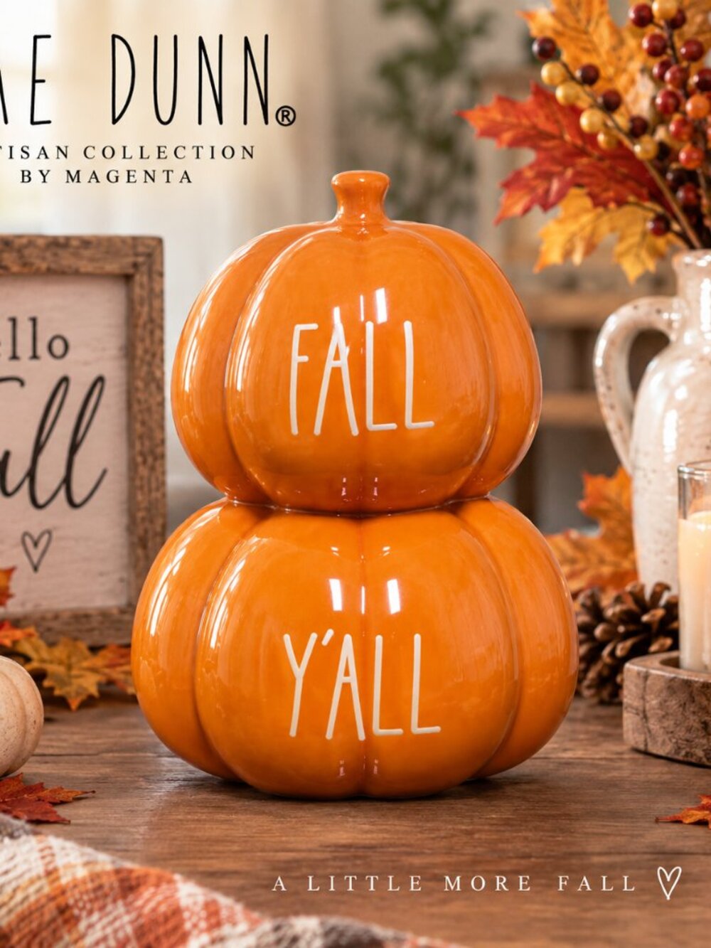 Rae Dunn "FALL Y'ALL" Stacked Pumpkins